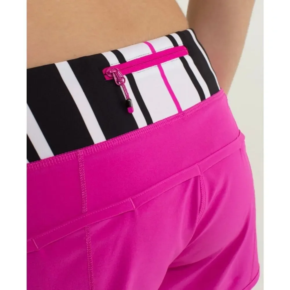 Lululemon Run Speed Short Paris Perfection Traverse Stripe 4 way stretch pink - Picture 9 of 9